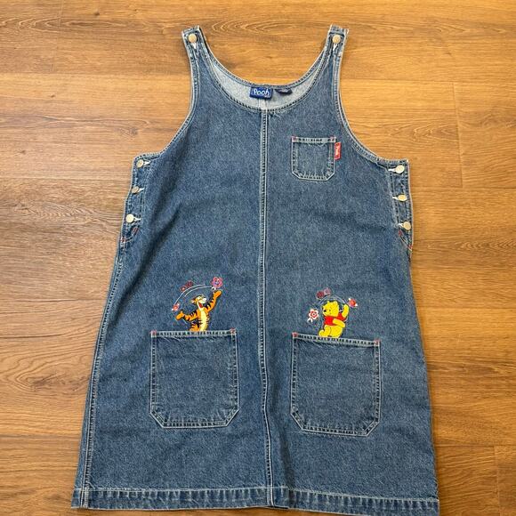 Disney Dresses & Skirts - Disney Winnie the Pooh Tigger Denim Jumper Dress Womens L Walt Disney World